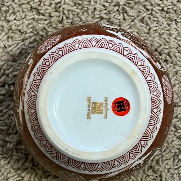 Vintage IMARI GOLD Hand Painted Ginger Jar Vase Urn 6" No Lid Japan Red - Picture 3 of 4